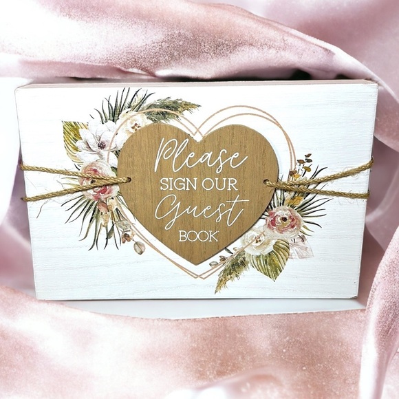 NWT PLEASE SIGN OUR GUEST BOOK Wedding Signage 8x5” Wood Sign - Picture 2 of 3